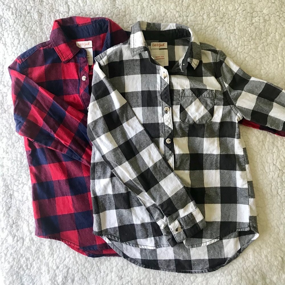 SOLD!!Cat & Jack Unisex Plaid Flannel Shirt Bundle